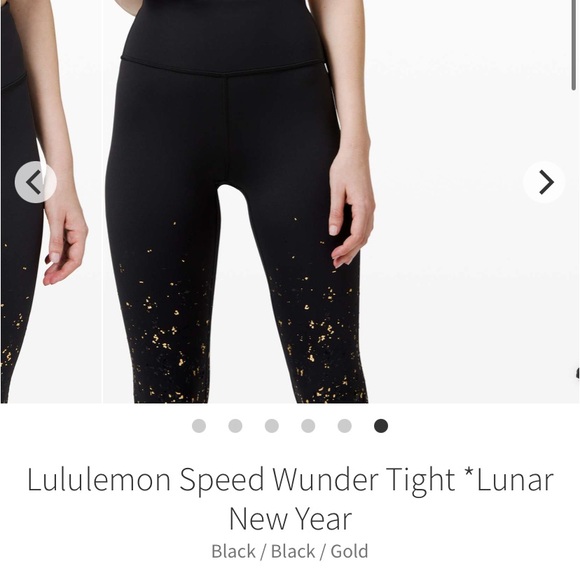 LULULEMON Black With Gold Speckles Speed Wunder Tight size 6 - Picture 5 of 13